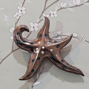 Vintage Starfish Rhinestone Brooch Pendant